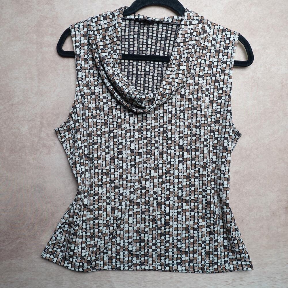 Central Park West Geometric Cowl Neck Top L